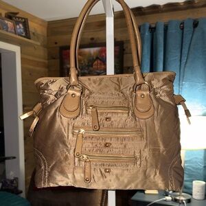 Tod's Shimmering Gold Satin Shoulder Bag